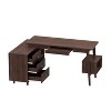 FUFU&GAGA Brown Adjustable L-Shaped  Office Desk with Storage Drawers - 4 of 4