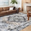 Boho Floral Vintage Faux Wool Washable Area Rug Ultra Thin Stain Resistant Pet Friendly Non Slip Accent Carpet for Living Room Bedroom Kitchen - 3 of 4