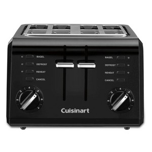 Cuisinart 4-Slice Toaster Black CPT-142BKP1: Adjustable Browning, Reheat & Defrost, Removable Crumb Tray, 1800W - 1 of 3