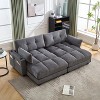 Oversized Chaise Lounge Lazy Single Sofa Couch Cozy Sleeper Sofa Bed with Switchable Armrest, USB Ports, Cup Holder, Side pocket & Pillow-ModernLuxe - 4 of 4