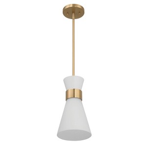 Robert Stevenson Lighting Kit Modern Minimalist Tapered Opal Glass and Metal Ceiling Light White and Gold - 1 of 4