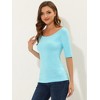 INSPIRE CHIC Women's Half Sleeves Scoop Neck Fitted Layering Soft T-Shirt - 3 of 4