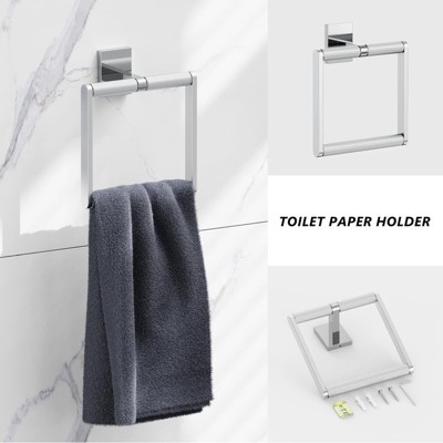 Brushed Nickel 4-Piece Bathroom Hardware Set with Towel Bar