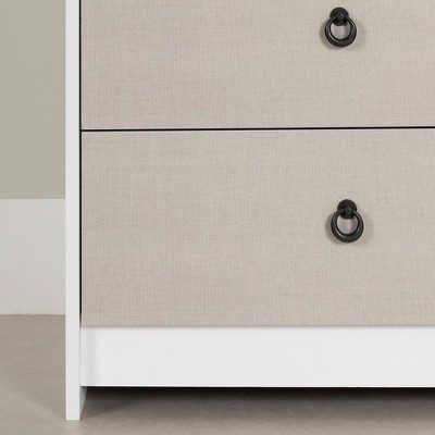 White and Blue Double 6-Drawer Dresser with Metal Handles