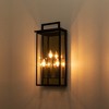 C Cattleya 3-Light Matte Black Outdoor Wall Light with Gold Reflector and Clear Glass Shade - 3 of 4