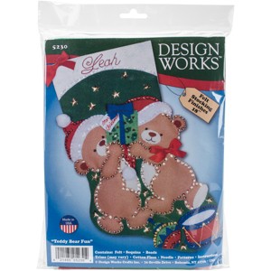 Design Works Felt Stocking Applique Kit 18" Long-Teddy Bear Fun - 1 of 2