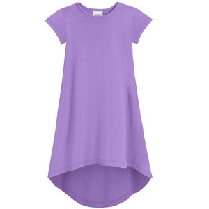City Threads USA-Made Cotton Soft Jersey Girls Short Sleeve Hi-Lo Maxi Dress - 1 of 4