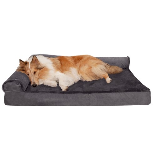 Furhaven Plush & Velvet Deluxe Chaise Lounge Cooling Gel Sofa-style Dog ...