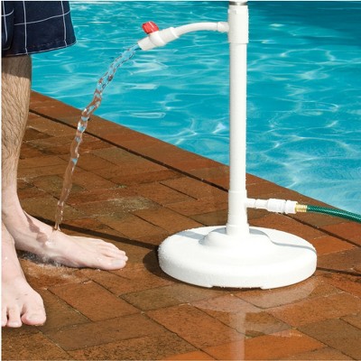White PVC Poolside Shower with Foot Wash Spigot, 86" Height