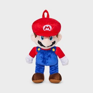Kids' Mario Plush 16" Backpack - Red/Blue - 1 of 3
