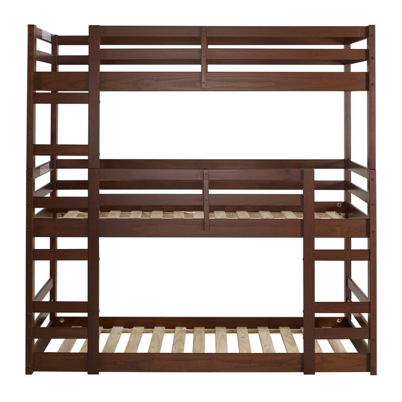 Twin Indy Solid Wood Kids&#39; Triple Bunk Bed Walnut - Saracina Home, 4 of 10