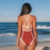 Women's Contrast Piping Lace-Up Back One-Piece Swimsuit - Cupshe - image 2 of 4