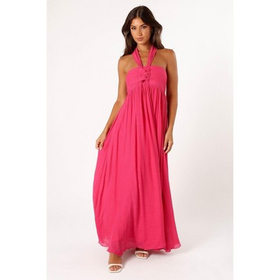 Petal and Pup Womens Everdeen Halterneck Maxi Dress Fuchsia M
