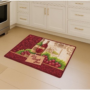 Home Mart Goods Burgundy Red Washable Kitchen Mat With Non-Slip Backing - 17"x24" - 1 of 4