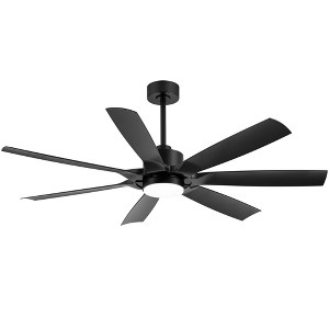 Airsurfer 60" Ceiling Fan with LED Light, 7 Reversible Blades, Matte Black, Remote Control & Dual Downrods Included - 1 of 4