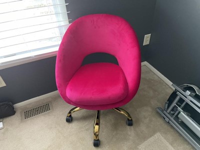 Swivel Accent Chair with Rolling Wheels, Velvet Home Office Desk Chair for  Living Room and Bedroom, Adjustable Modern Tilt Task Chair for Computer Desk,  Fuchsia 