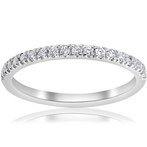 Pompeii3 1/5ct Pave Diamond Wedding Ring Stackable Anniversary Band 14k White Gold - 1 of 4