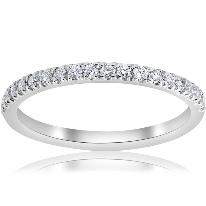 Pompeii3 1/5ct Pave Diamond Wedding Ring Stackable Anniversary Band 14k White Gold, 1 of 6