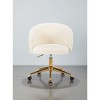 Mshliw Modern Faux Fur Swivel Office Chair with High Back, Adjustable Height, Dining Chair, Golden Metal Base & Armrests for Bedroom or Office - 2 of 4