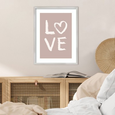 Light Pink and White LOVE Framed Wall Art Print