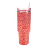 Packed Party Hot Pink Stainless Steel Insulated 40 oz Oversized Tumbler With Handle, Straw, Lid for Water or Iced Tea (Pink Glitter) - 3 of 4