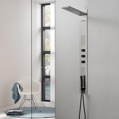 Nickel 4-Jet Rainfall Shower Panel System with Handheld Wand