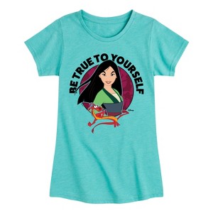 Girls' - Disney Princess - Mulan and Mushu Be True To Yourself Fitted Short Sleeve Graphic T-Shirt - 1 of 4