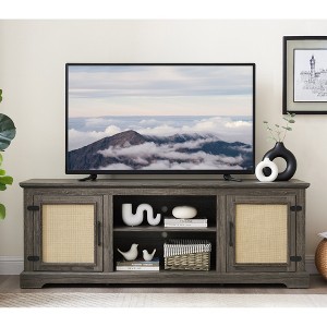 65" Farmhouse TV Stand Console for TVs up to 70", TV Console Table with 2 Open Shelves and 2 Door Cabinets for Storage for Living Room - 1 of 4