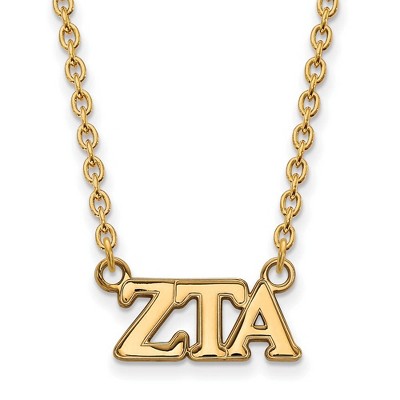 Black Bow Jewelry 14k Yellow Gold Plated Sterling Silver Zeta Tau Alpha Greek Life Necklace 18 Inch