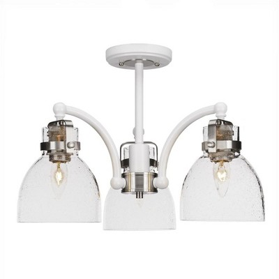 Toltec Lighting Easton 3 - Light Flush Mount in  White/Brushed Nickel with 6" Clear Bubble Shade