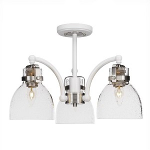 Toltec Lighting Easton 3 - Light Flush Mount in  White/Brushed Nickel with 6" Clear Bubble Shade - 1 of 1