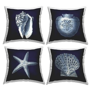 Stupell Industries Nautical Blue Ocean Shells Starfish Sand Dollar Printed Pillow, 4 Pillows, Each 18 x 18 - 1 of 3
