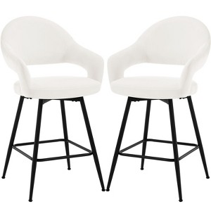 Bekrvio Swivel Counter Height Bar Stools Set of 2/4,26" Kitchen Bar Chairs w/Hollow Back,Faux Leather/Velvet Upholstered for Kitchen Island - 1 of 4
