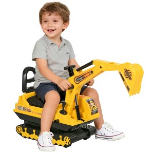 No-Power Ride-On Excavator Digger Toy for Toddlers (18–48 Months), Yellow & Black - 1 of 4