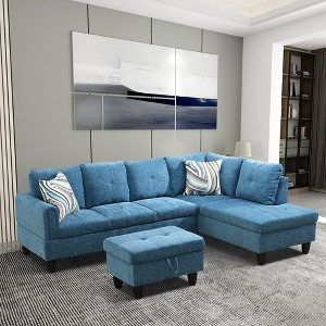 DOMETOUR Living Room Sofa Set 3Pcs(Sofa+Chaise+Ottoman) - 1 of 4