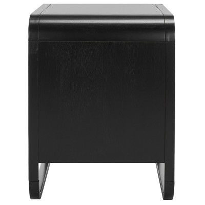 Black and Natural Rattan 1-Drawer Nightstand