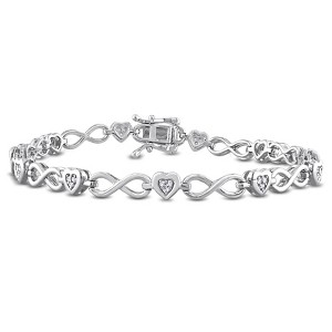 EVERLY JEWELRY | Sterling Silver 1/6 CT TDW Heart-shaped Diamond Infinity Link Statement Bracelet, 7.25 inch - 1 of 4