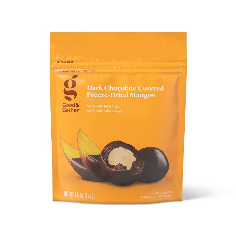 Dark Chocolate Covered Freeze Dried Mango - 4.5oz - Good &#38; Gather&#8482;, 1 of 8