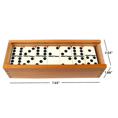 Ivory and Black Double Six Dominoes Set with Wooden Storage Case