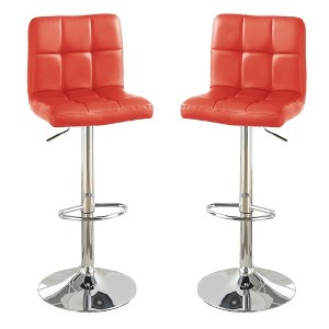 Poundex,Adjustable Height & Swivel Barstool in Faux Leather - 1 of 4