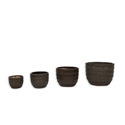 Wooakway 14" Dia Outdoor Indoor Ceramic Planter Pot Decorative Planter with Drainage Hole Patio Flower Pot
