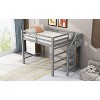 Okak Full Size Bunk Bed with Built-in Storage Wardrobe Loft Bed with Staircase Safety Guardrail Solid Wood for Kids Teens, Easy Assemble, Gray - 3 of 4