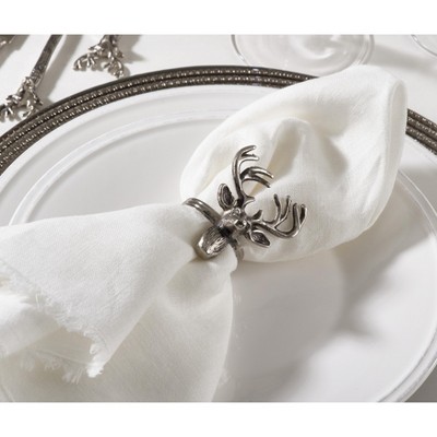 Silver Reindeer Brass Napkin Rings, Set of 4