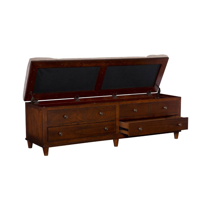 Mason Transitional Upholstered Storage Entryway Bench with 2 Drawers in Chestnut Finish - Powell, 3 of 17