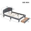 Gray Teddy Fleece Queen Size Upholstered Platform Bed Featuring a Drawer - 4 of 4