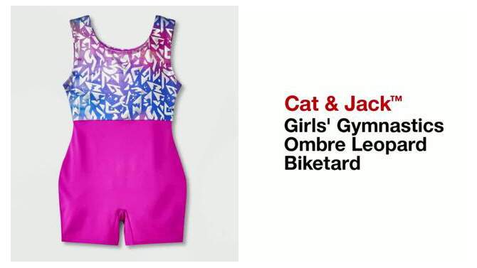 Girls&#39; Gymnastics Ombre Leopard Biketard - Cat &#38; Jack&#8482;, 2 of 5, play video