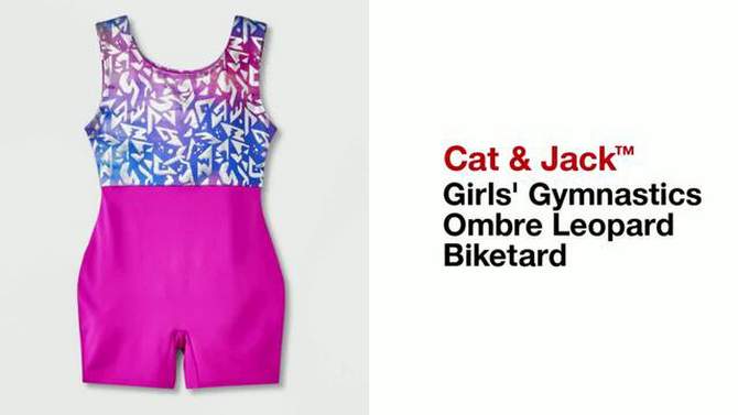 Girls&#39; Gymnastics Ombre Leopard Biketard - Cat &#38; Jack&#8482;, 2 of 5, play video