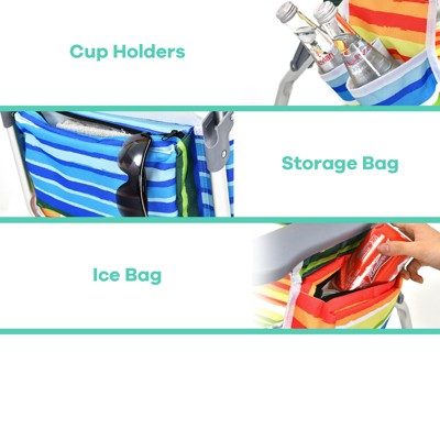 Colorful Striped Aluminum Folding Beach Chairs with Arms