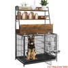 Indoor 57 Inch Dog Crate Furniture for Large & Medium Dogs, Wooden Dog Kennel with Storage Shelves, Removable Tray & Adjustable Feeding Bowls - 2 of 4