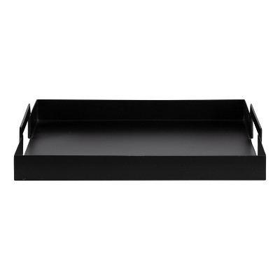 Sleek Black Metal Rectangular Serving Tray with Handles